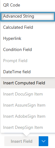 Inserting an Advanced String field