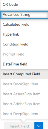 Inserting an Advanced String field