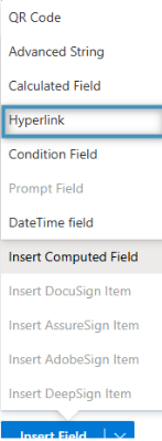 Inserting a Hyperlink field