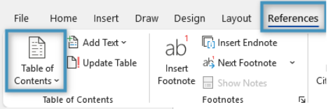 Adding the Table of Contents