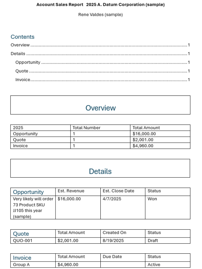 Our result document