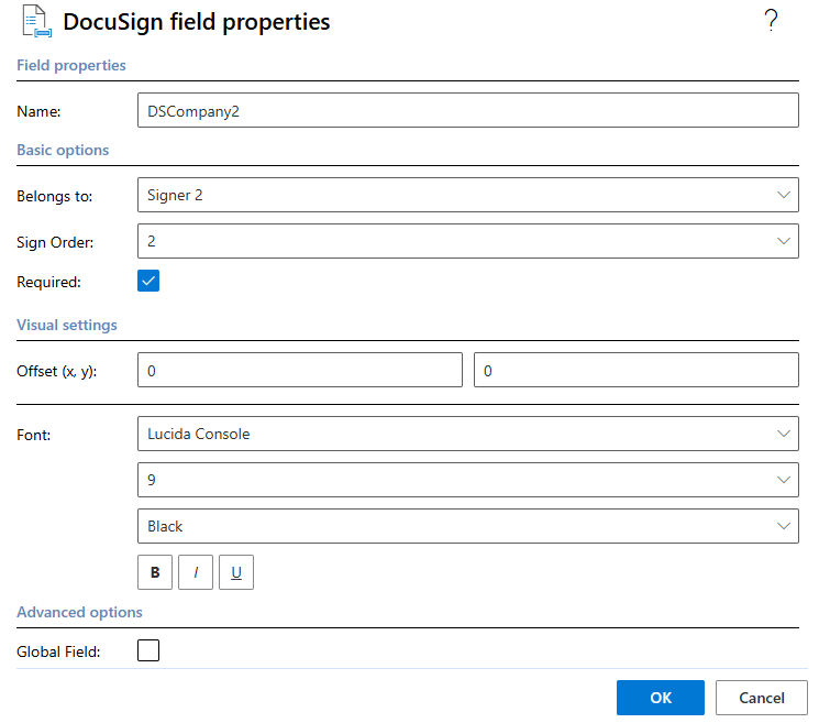 Modified properties for our second signer