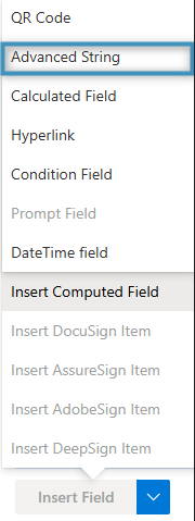 Inserting an Advanced String field