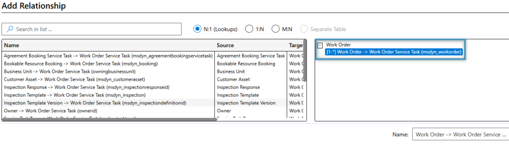 Creating the Work Order Service Task table