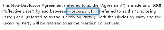 The added ‘Company’ field, as seen in the template