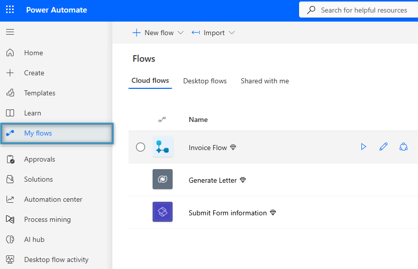 Selecting a flow