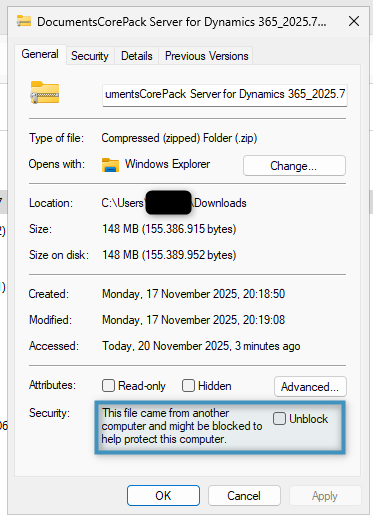 Unblocking the .zip