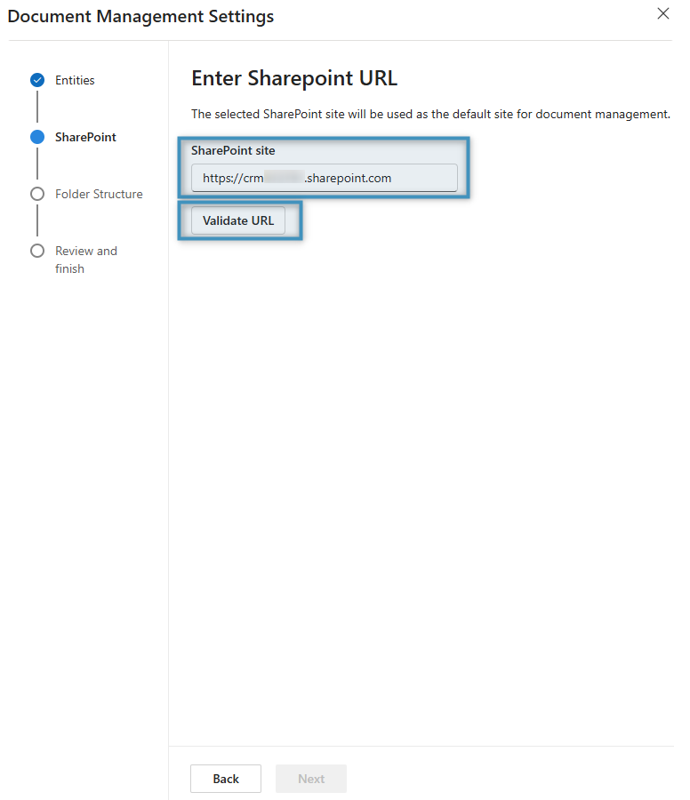 Select a SharePoint site