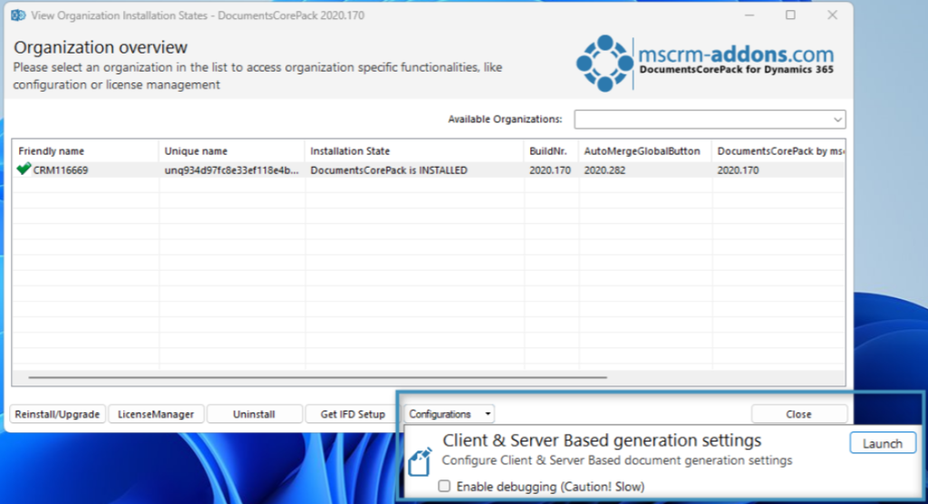 Launching the Client & Server based generation settings