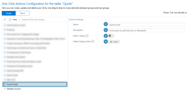 General settings config