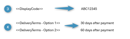 On the right, the fields as initially inserted. On the right, the placeholder text has been modified.
