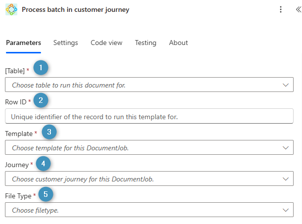 Process batch in customer journey (basic parameters)