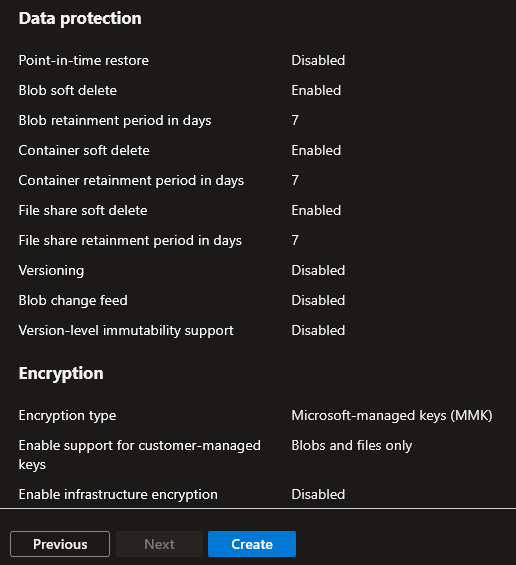 Data protection and encryption information