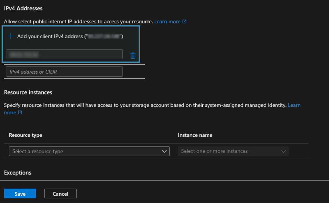 Adding required IP addresses