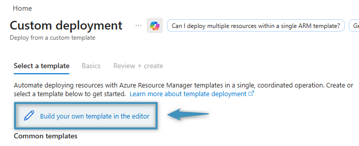 Figure 2: Selecting Build your own template in the editor