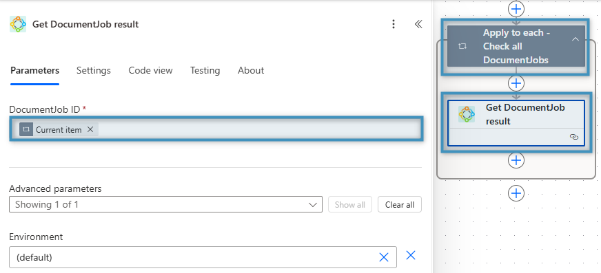 Using “Get DocumentJob result” to retrieve the DocumentJobIds