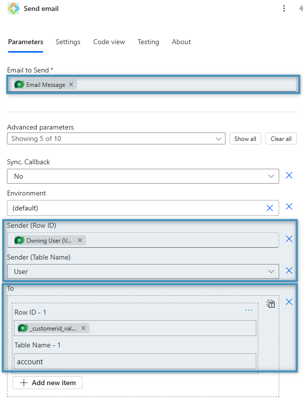 Set the 'Send Email' action
