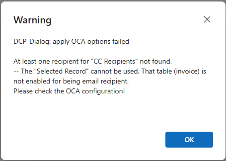 Figure 1: "CC Recipients" warning
