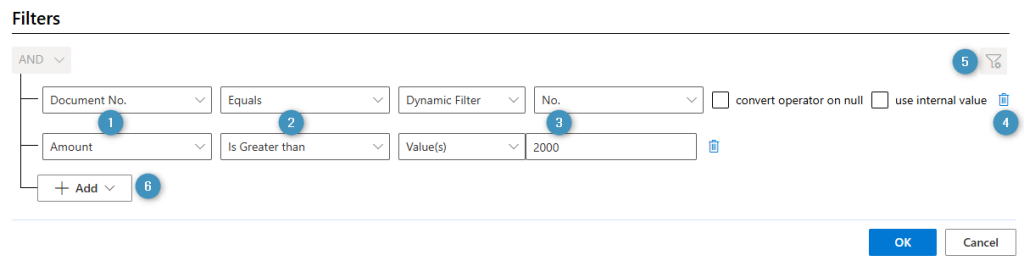 The Filters window 