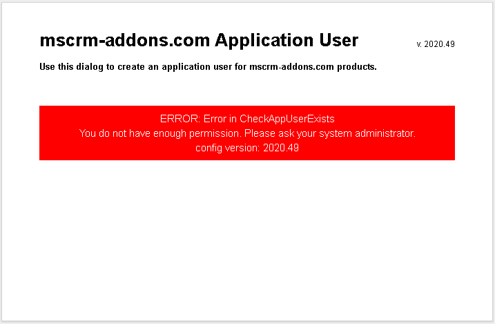 An error due to limited privileges