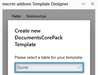Setting the base table to Quote