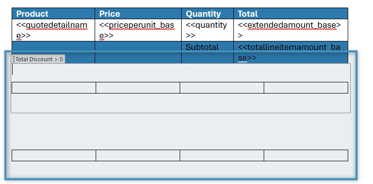 Our Word tables in our condition fields