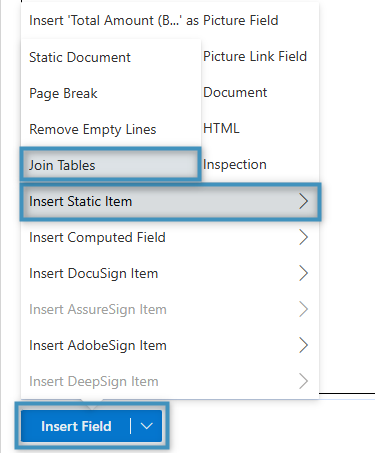 The Join Tables field