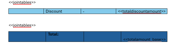 Our condition fields and tables with the relevant fields