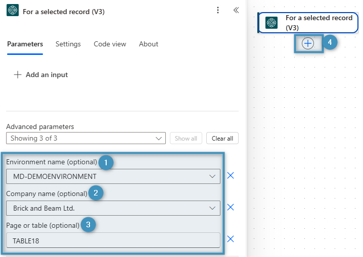 Filling out the parameters