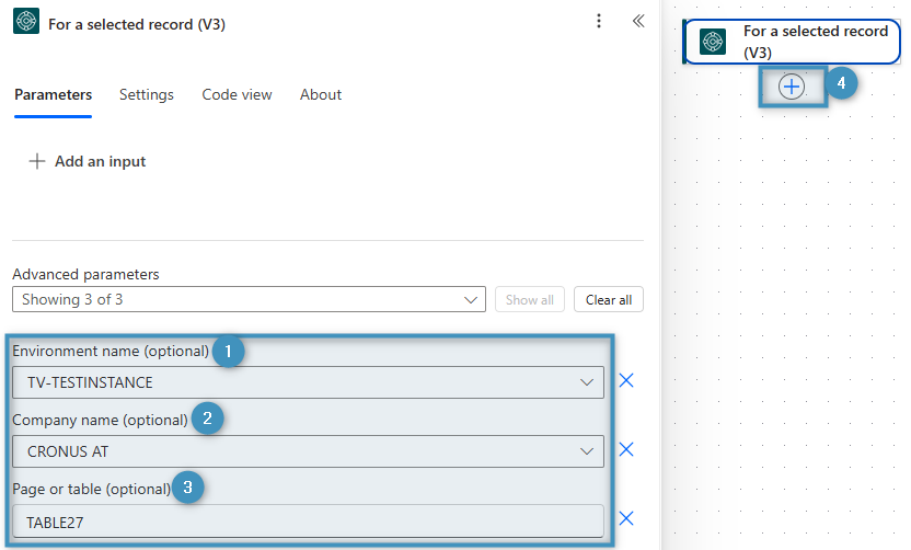 Filling out the parameters