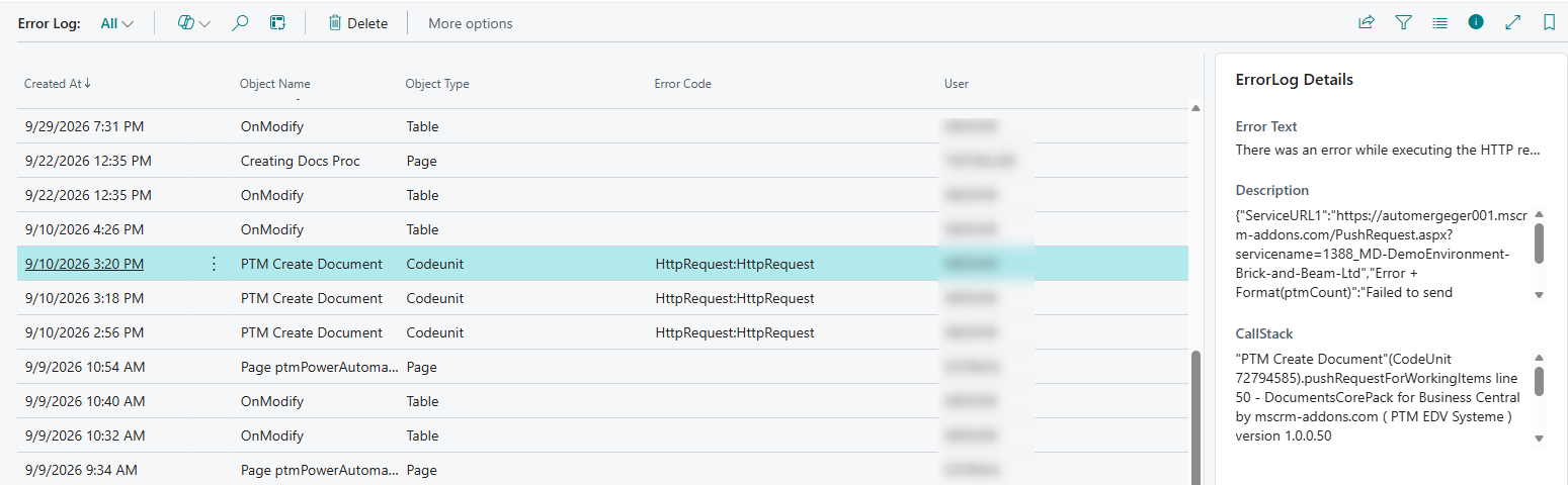 The Error Log